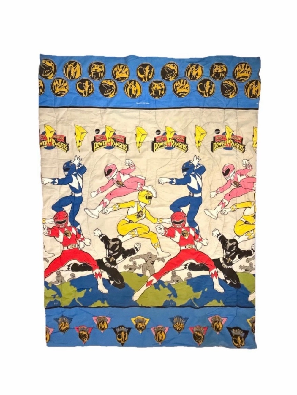 Vintage 1994 Power Rangers Kids twin Comforter Blanket Throw rare double sided